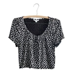 Topshop Black and White Daisy Print Crop Top
